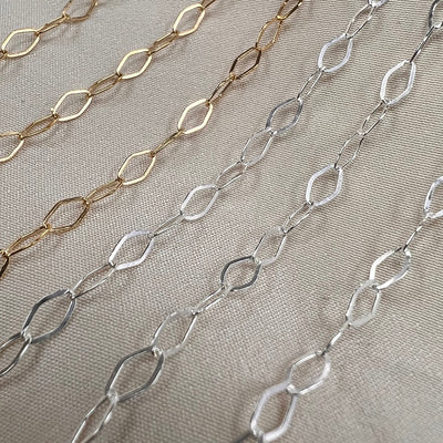 CX16: Diamond Flat Link Chain  -3mm wide - by the foot