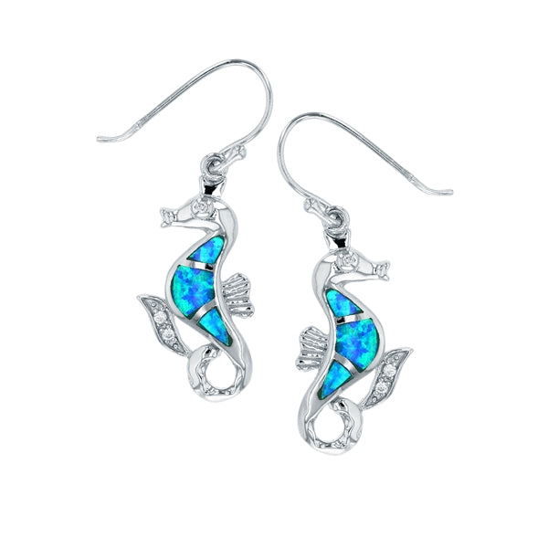 Seahorse Blue Opal Earrings