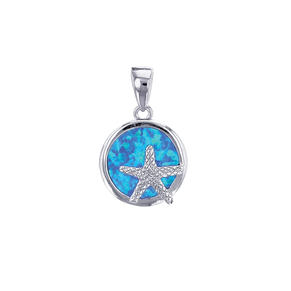 Starfish Blue Opal CZ Pendant