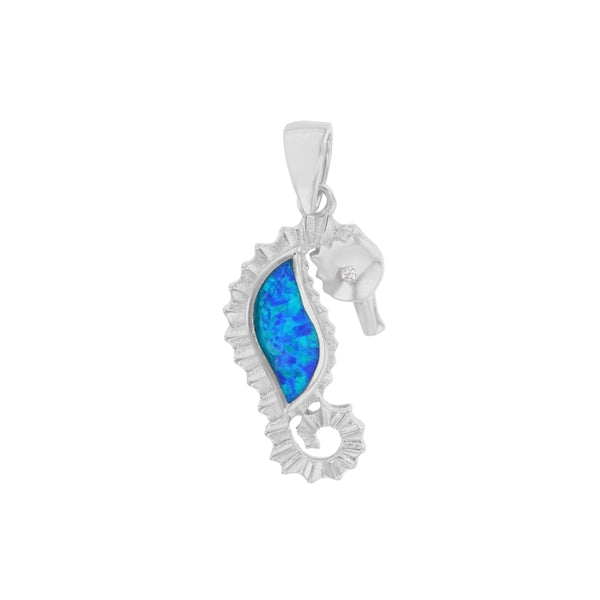 Seahorse Blue Opal Pendant