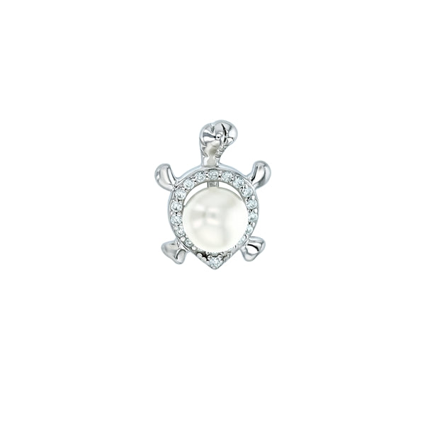 Turtle Pearl Pedant with CZ Halo