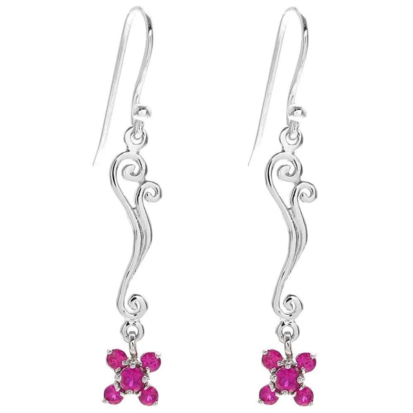 150485 Magenta Flower French Wire Earrings