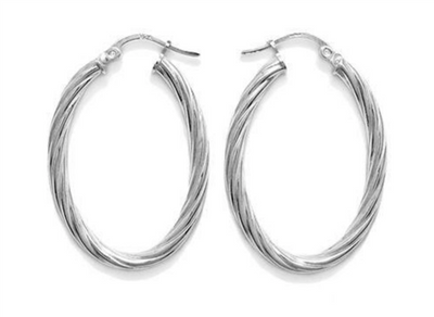 Oval Twist Hoop Earrings 30mm Wide