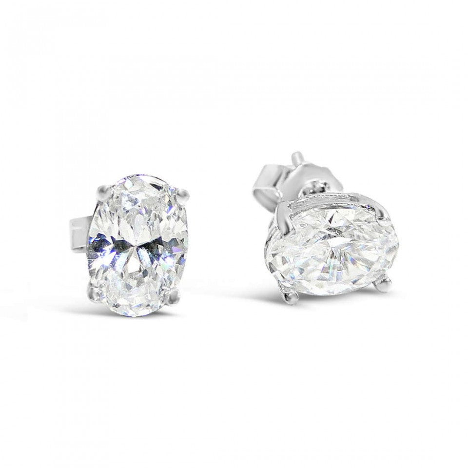 German Sterling and Turq Oval Studs-2 Sizes