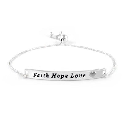 Faith, Hope, Love adjustable 925 silver bracelet
