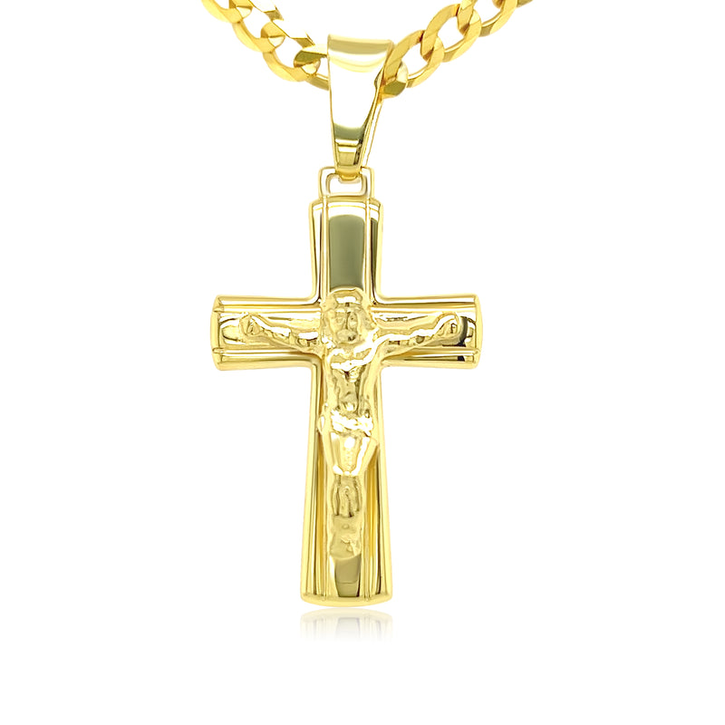 Gold Plated Sterling Silver Crucifix Cross Pendant