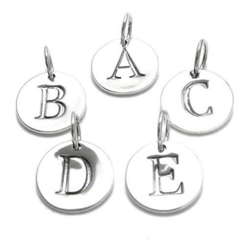CH64 Round Stamped Initial Sterling Silver Charms