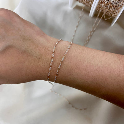 CX129R: Mixed Metal 2 Tone Long plus Short 1.6mm Paperclip Chain by the foot