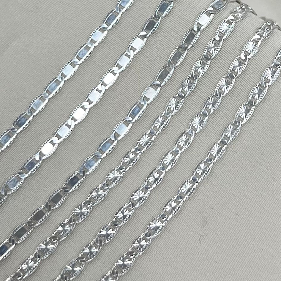 CX107 - Pave Valentino Sterling Silver Chain by the foot