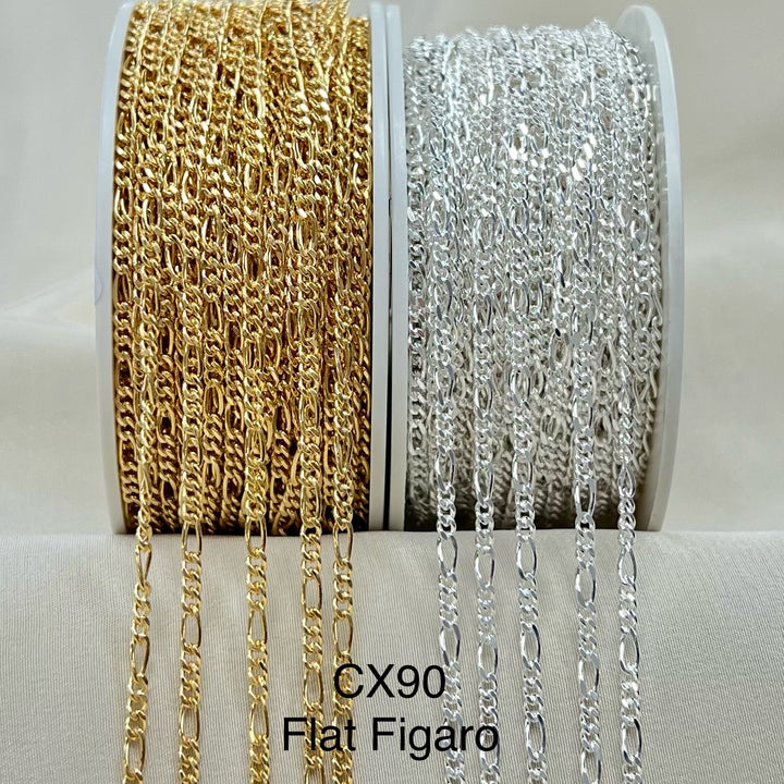 CX90 - Flat 2.1mm Figaro chain by the foot