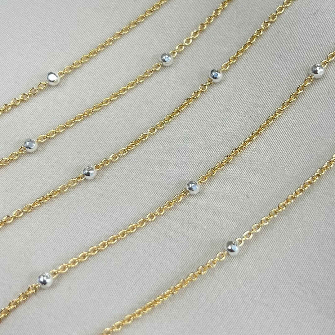 CX85 - Mixed Metal 2 Tone 2.3mm Satellite Chain by the foot (26GA Jump Ring ONLY)