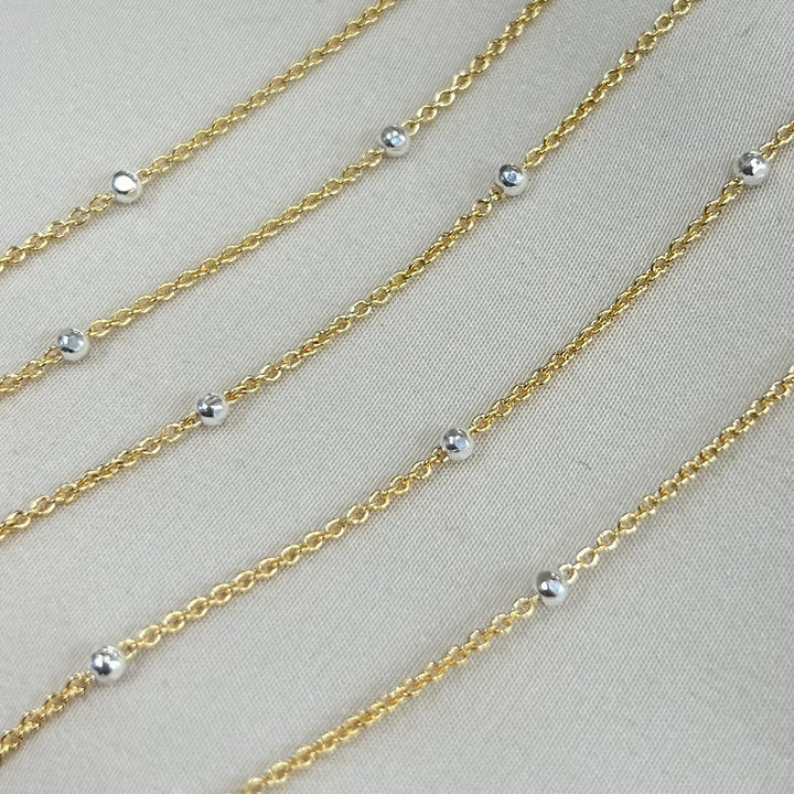 CX85 - Mixed Metal 2 Tone 2.3mm Satellite Chain by the foot (26GA Jump Ring ONLY)