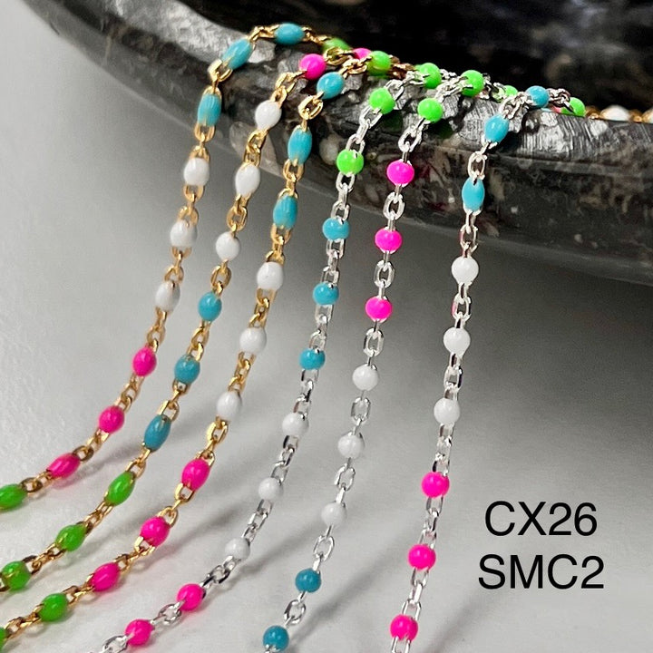 CX26 - Rainbow Multicolor Enamel Satellite Chain by the foot (24GA JR)