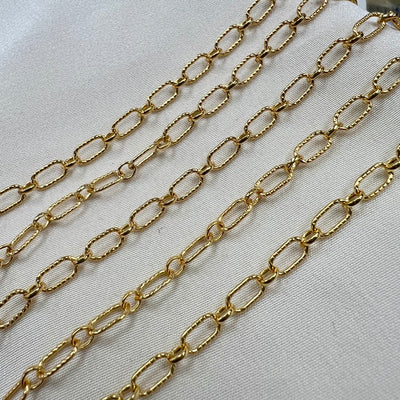 CX48-T: 3mm Textured Oval Alternating Chain by the foot