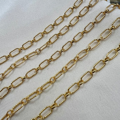 CX48-2: 3mm Textured Oval Alternating Chain by the foot