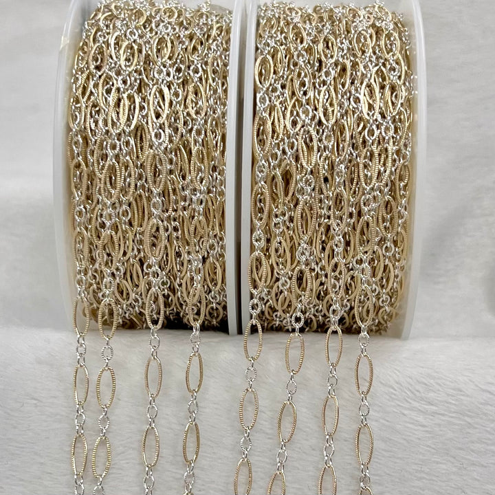 CX127 - Mixed Metal Long plus Oval Chain by the foot