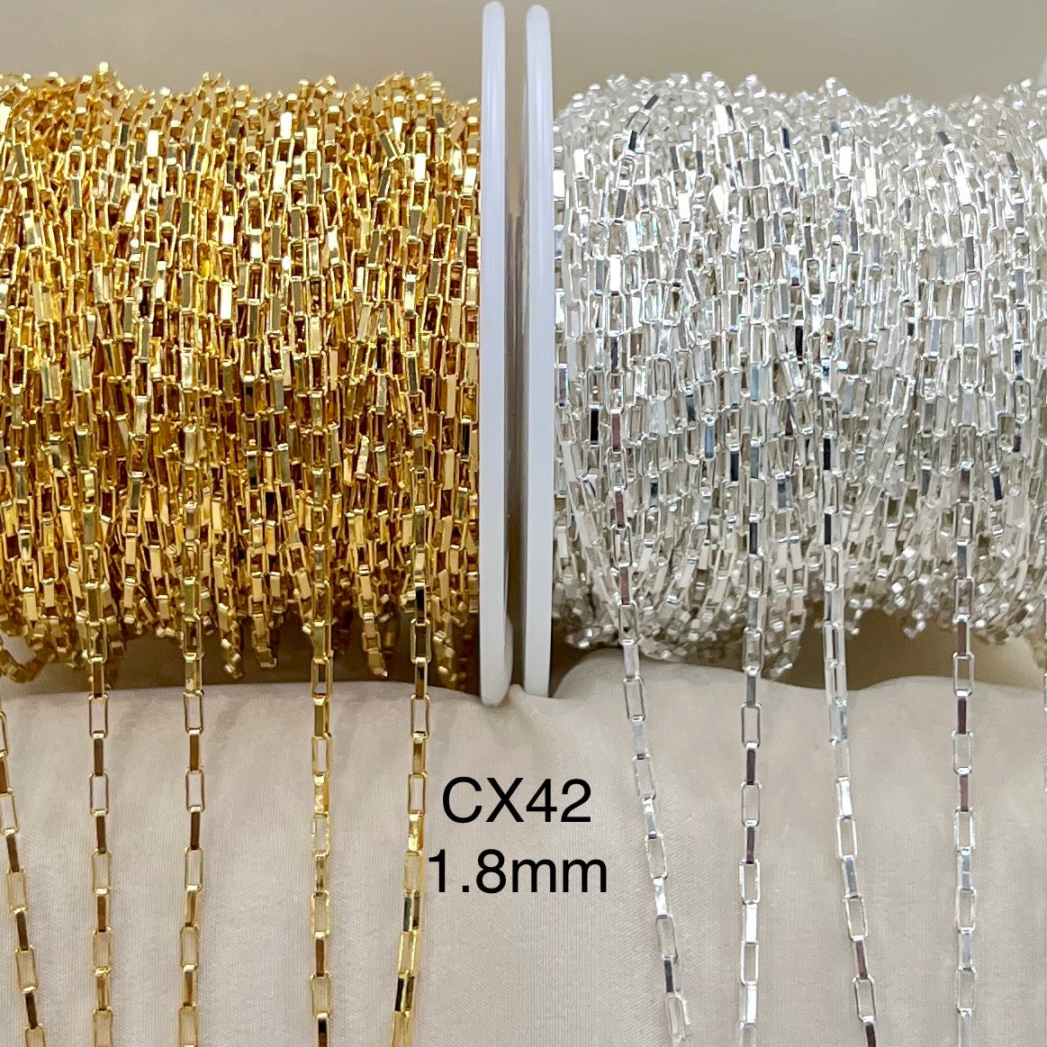 CX42: 1.8mm Long Box chain by the foot – Oriental Treasure