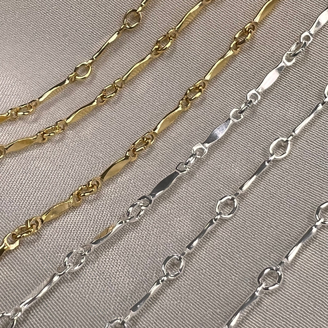 CX14: Dapped Bar (Marquis) - 1.3mm x 8mm - Chain By the Foot