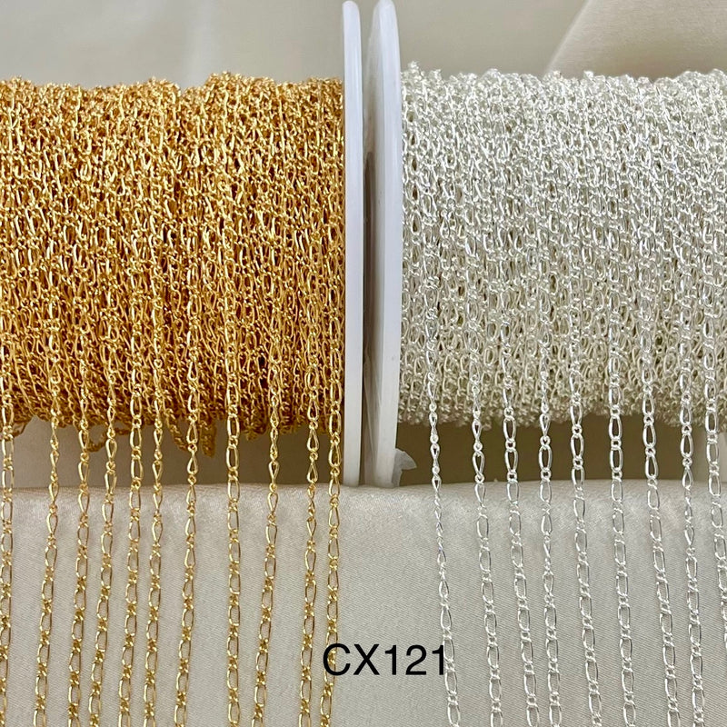 CX121 - 1.5mm (1+1) Figaro Chain by the foot