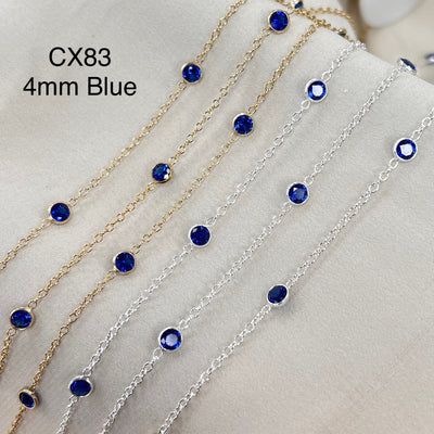 Sale - CX83 - 4mm CZ Bezel Station Chain