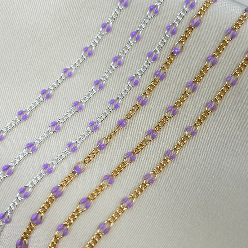 CX80: Figaro Enamel Chain by the foot