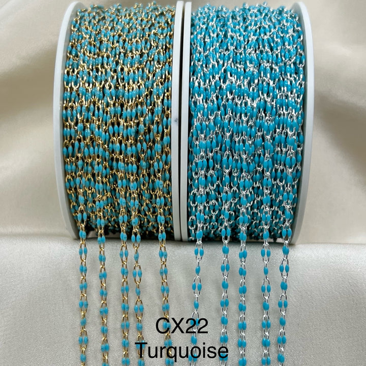 CX22 - Paperclip Enamel 2 Dot Chain by the foot