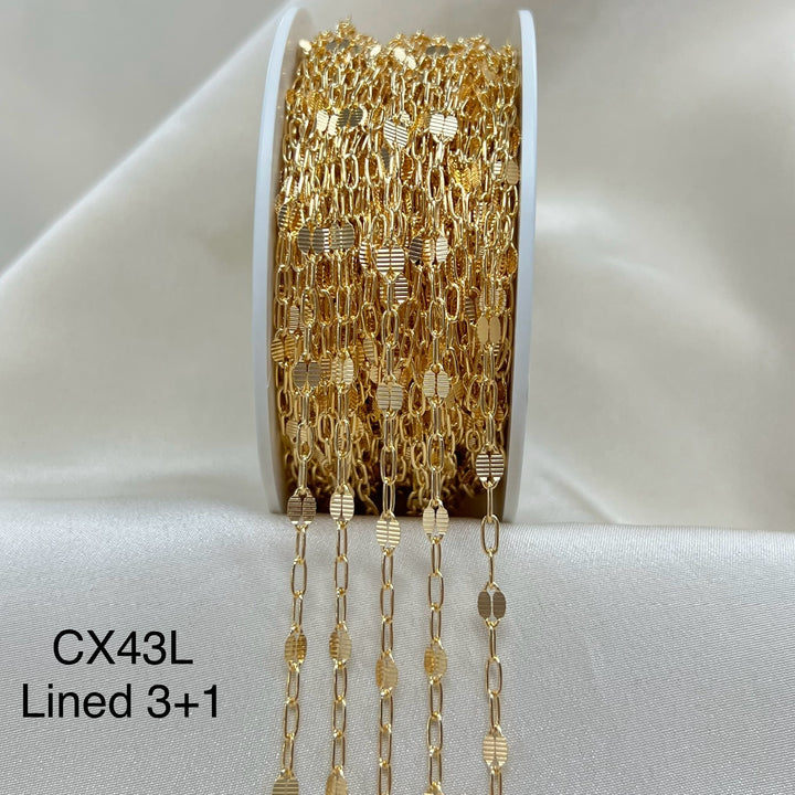 CX43L: 3.2mm Lined + Paperclip (3+1) chain by the foot