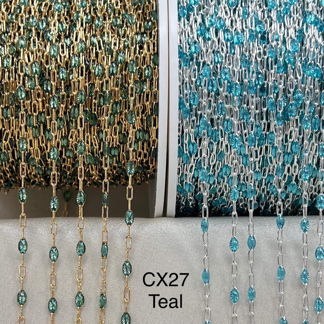 CX27: Enamel Paperclip Chain by the foot