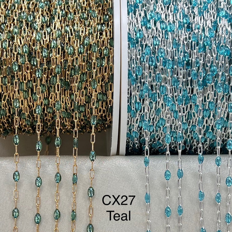 CX27: Enamel Paperclip Chain by the foot