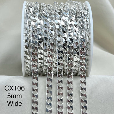 CX106 - 10 Side Curb Sterling Silver Chain by the foot