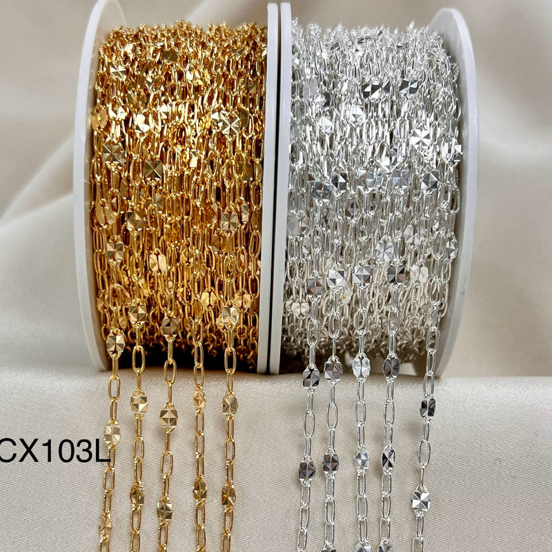 CX103L: 3.2mm Disco + Paperclip (3+1) Chain by the foot
