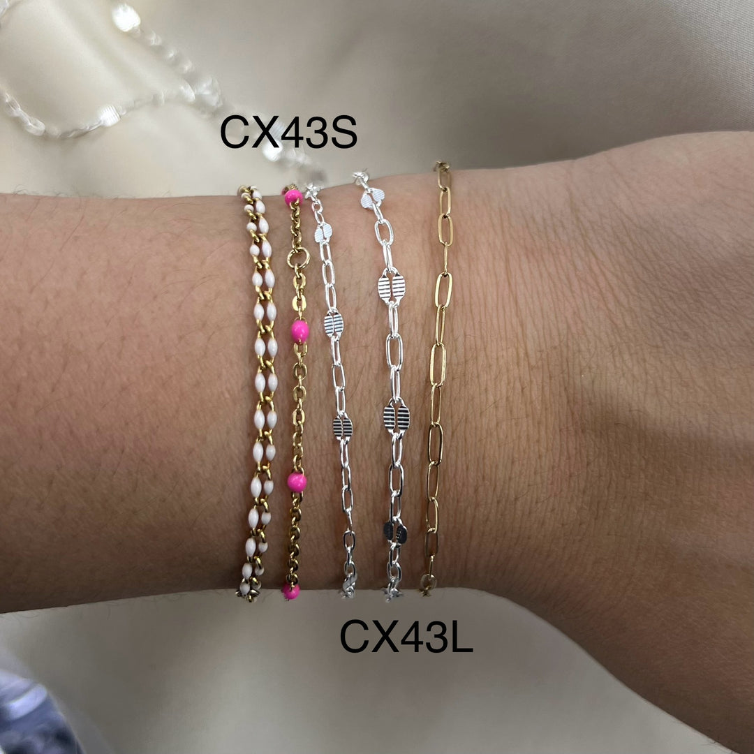 CX43L: 3.2mm Lined + Paperclip (3+1) chain by the foot