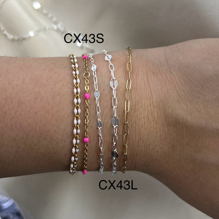 CX43L: 3.2mm Lined + Paperclip (3+1) chain by the foot