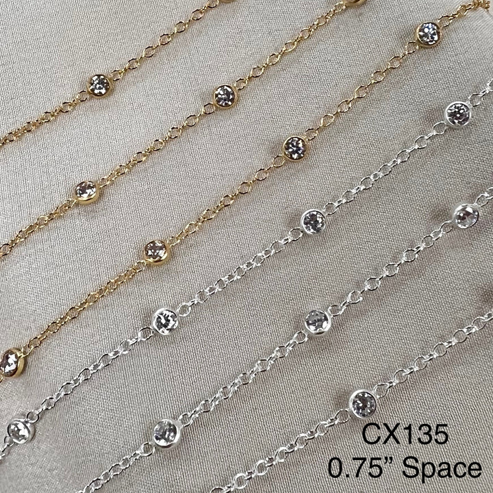 CX135 - 3mm CZ Station 0.75" Spacing Chain by the Foot