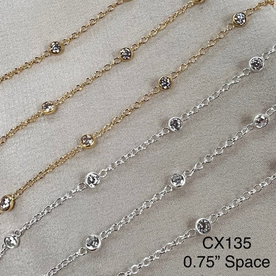CX135 - 3mm CZ Station 0.75" Spacing Chain by the Foot