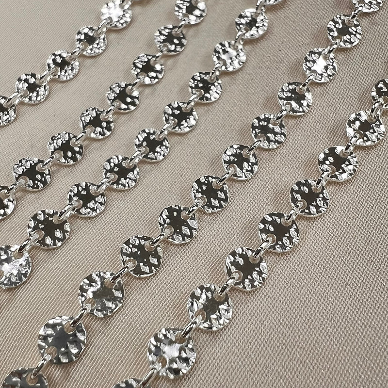 Disc Chain Hammered 4mm - by the foot
