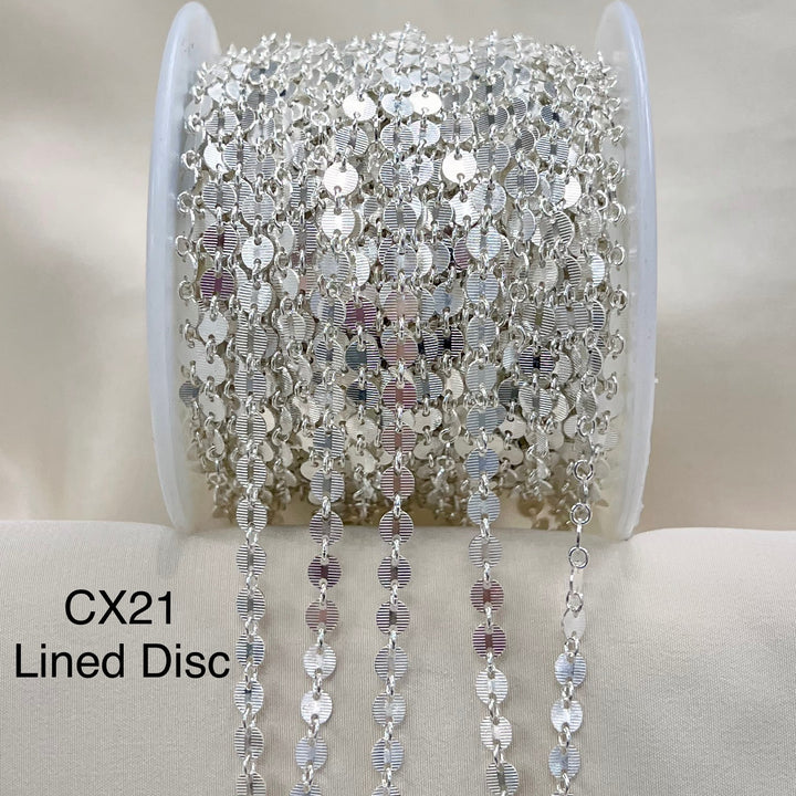 CX21: 4mm Lined Disc Chain by the foot