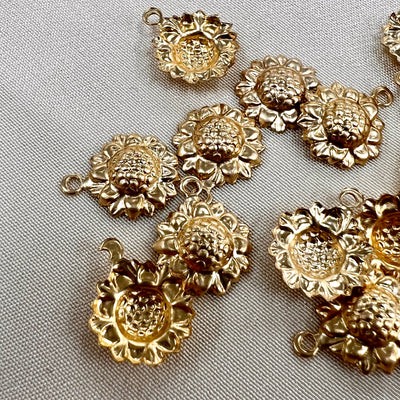 CH35 Sunflower 9mm wide GF Charm (Pack of 3)