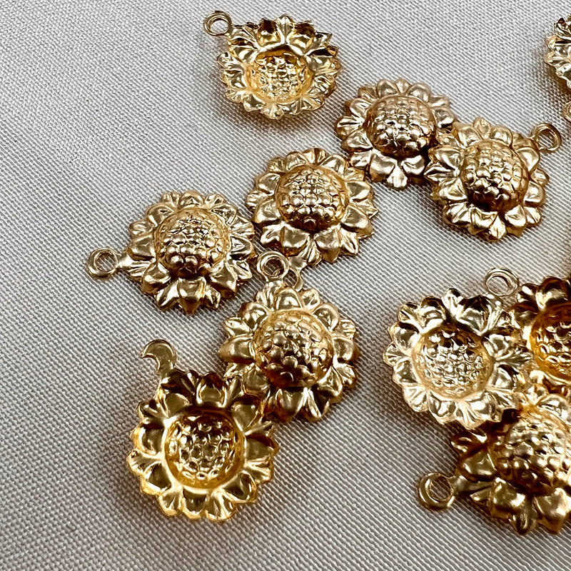CH35 Sunflower 9mm wide GF Charm (Pack of 3)