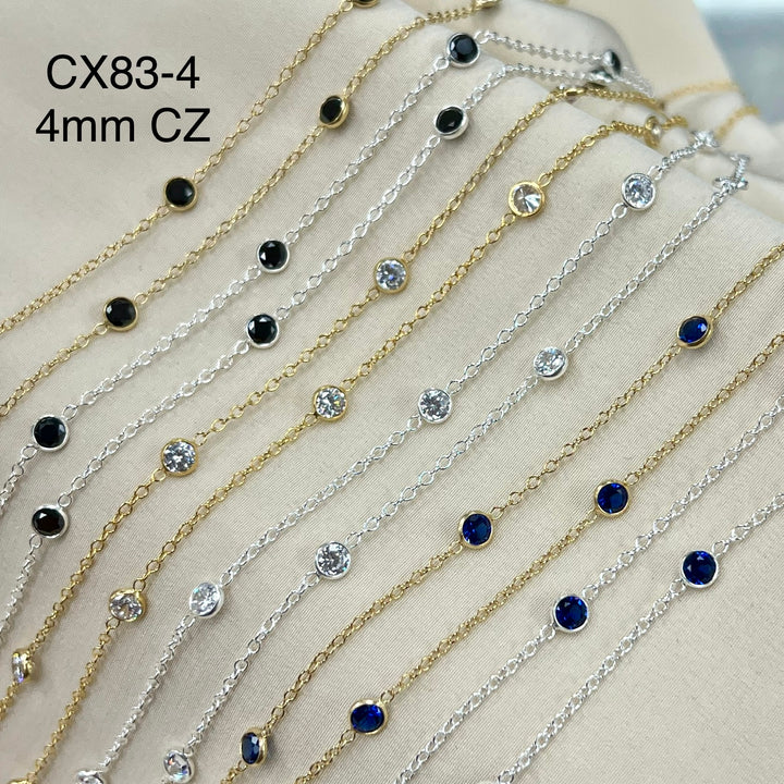 CX83 - CZ Bezel 1.25" Station Chain by the foot