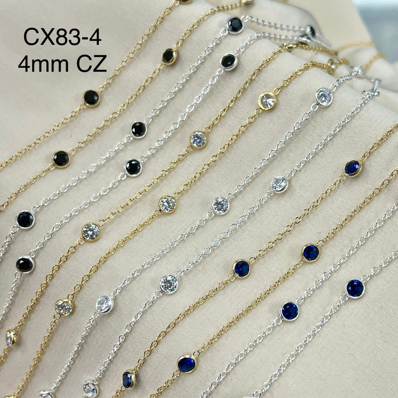 Sale - CX83 - 4mm CZ Bezel Station Chain