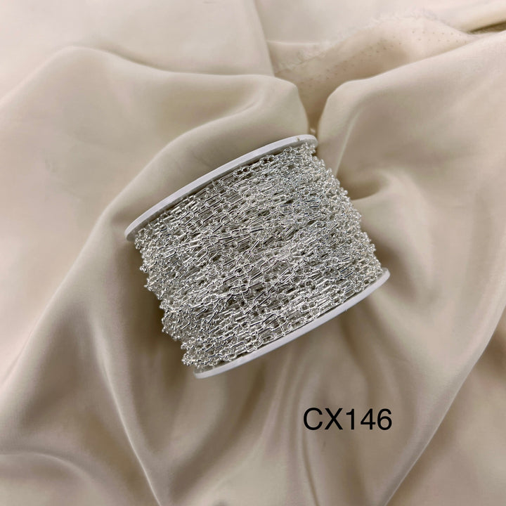 CX146 - Alternating Dotted Papercilp Sterling Silver Chain by the foot
