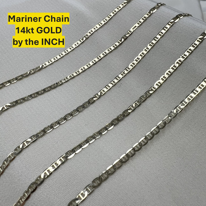 14kt Gold - 1.85mm Mariner Flat Chain by the inch