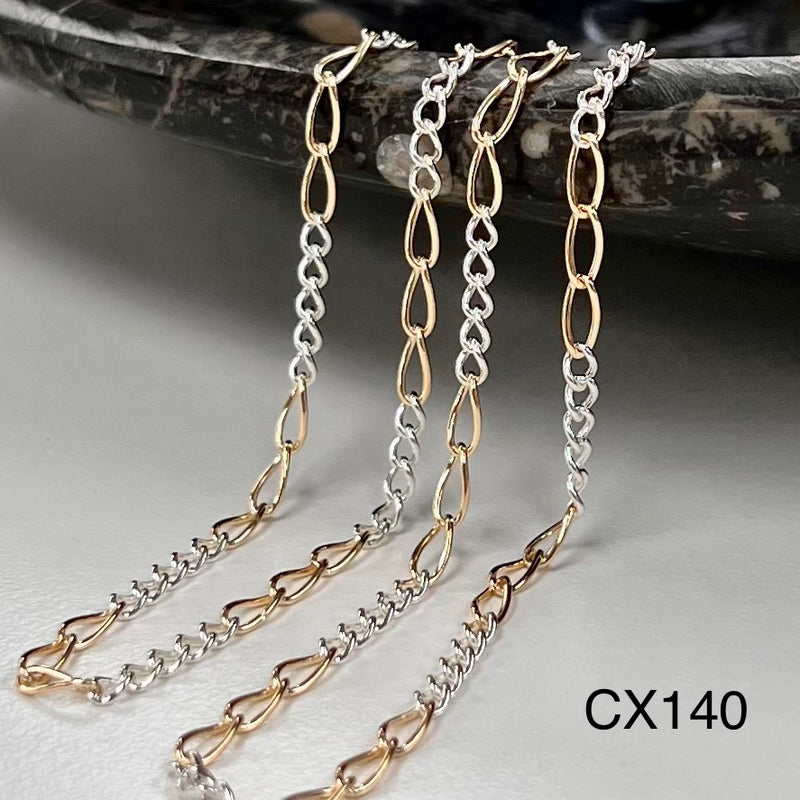 CX140: Mixed Metal Curb Chain by the foot