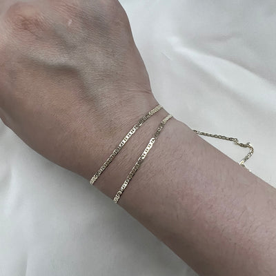 14kt Gold - 1.85mm Mariner Flat Chain by the inch