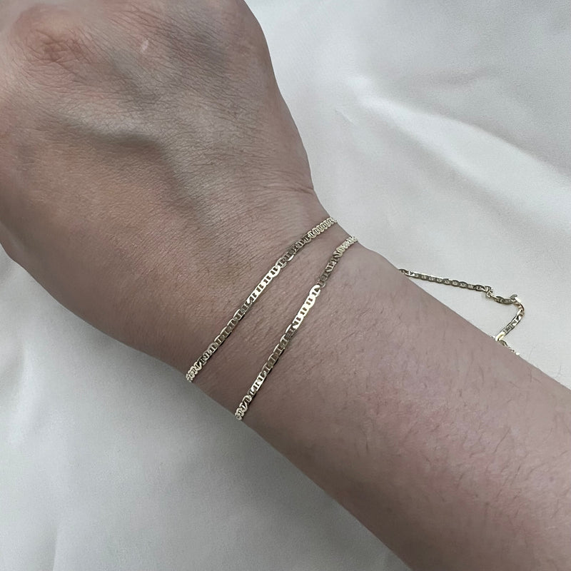 14kt Gold - 1.85mm Mariner Flat Chain by the inch