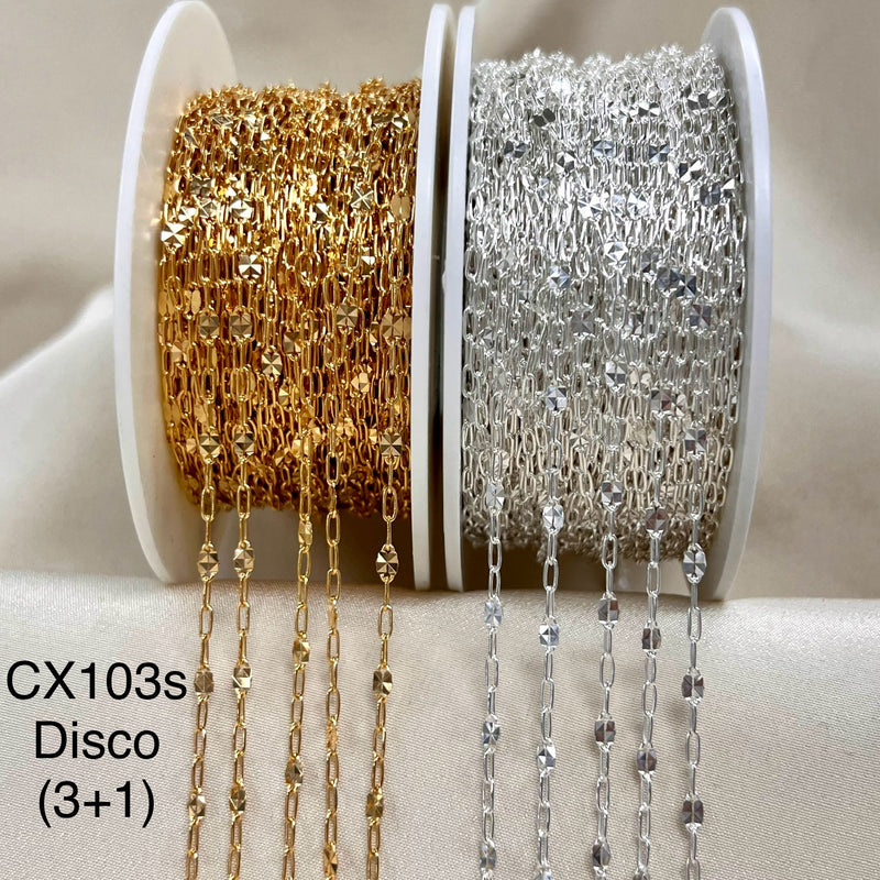 CX103S: 2.6mm Disco + Paperclip Chain (3+1) By the Foot