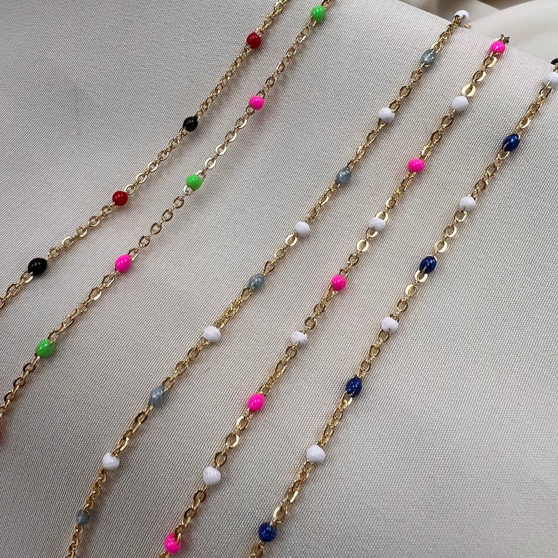 Multicolor Enamel Satellite Chain - by the foot