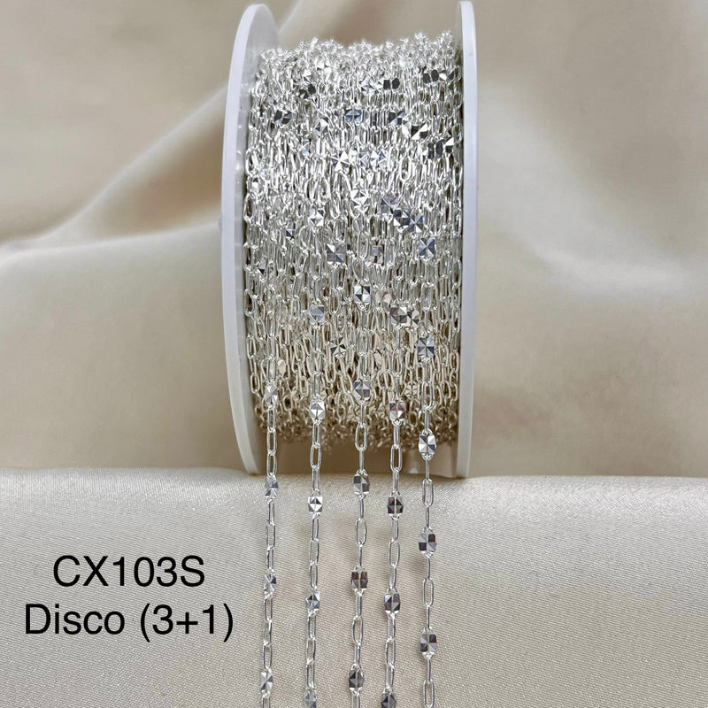 CX103S: 2.6mm Disco + Paperclip Chain (3+1) By the Foot