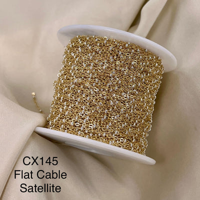 CX145 Mixed Metal 2 Tone Flat Cable Satellite Chain by the foot